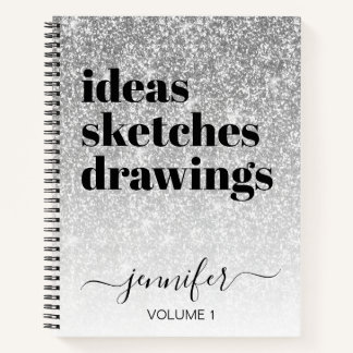 Cuaderno Purpurina Girly Silver su nombre Sketchbook