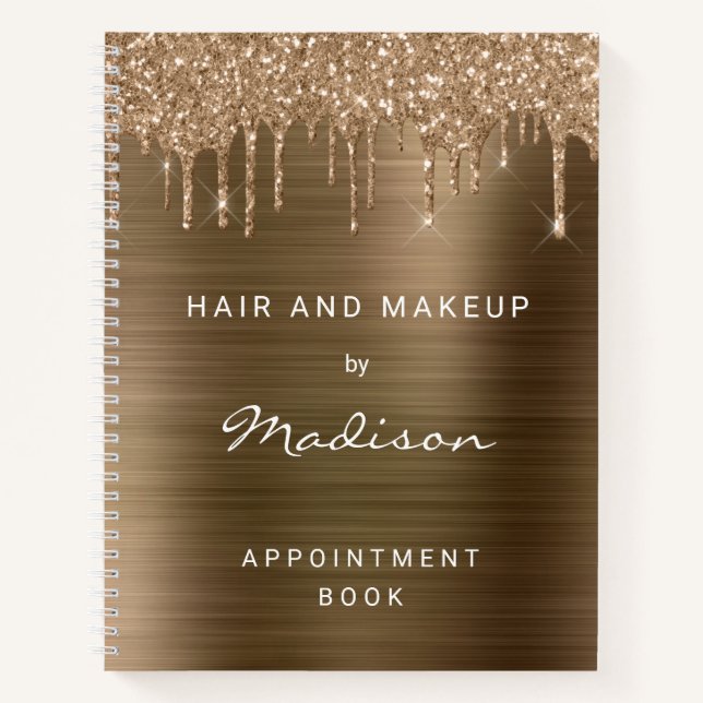 Cuaderno Purpurina Glam Gold Drip Cepillado Cita Metalizado (Anverso)