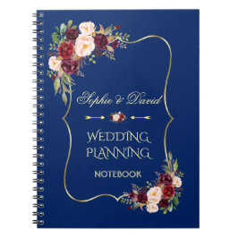Cuaderno Purpurina Glam Gold Planner de Boda Floral Rubor