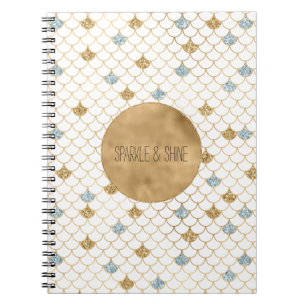 Cuaderno Purpurina Glitzy Mermaid Blue Gold Sparkle