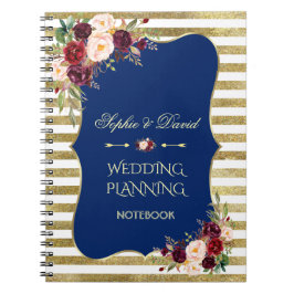 Cuaderno Purpurina Gold Stripes Planner de Boda Floral Rubo