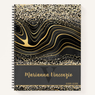 Cuaderno Purpurina Gris Agate Gem y Oro Negro