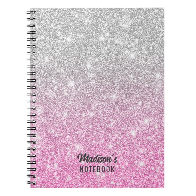 Cuaderno Purpurina gris y rosa (Frente)