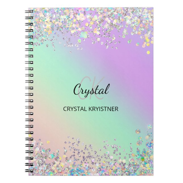 Cuaderno Purpurina holográfico moderno (Frente)
