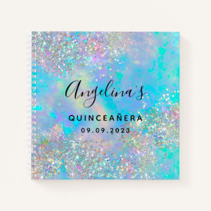 Cuaderno Purpurina holográfico Opal Quinceañera Guest Book