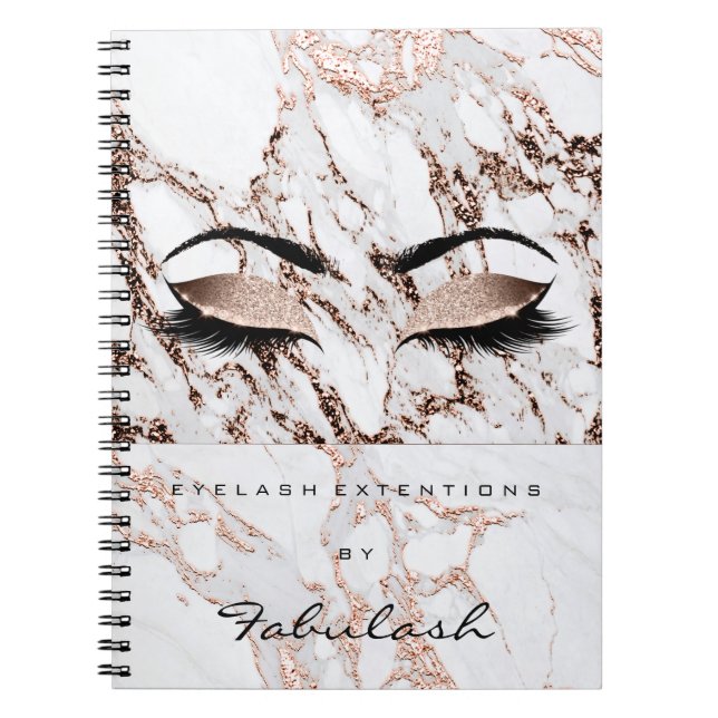 Cuaderno Purpurina Lazas Ojos Mármol Mármol Rosa Nombre bla (Frente)
