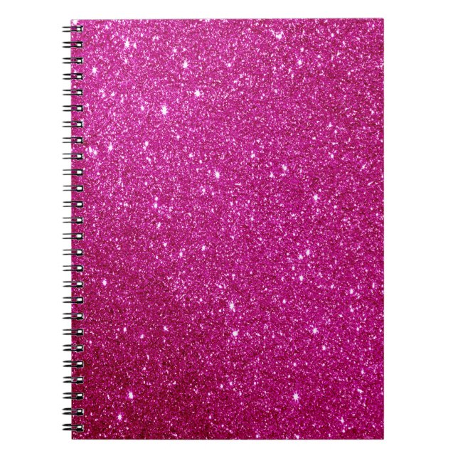 Cuaderno Purpurina magenta rosa personalizado (Frente)