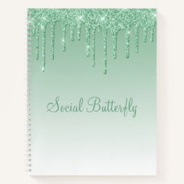 Cuaderno Purpurina Mint Green Script Mariposa social