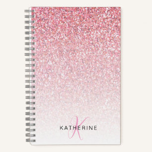 Cuaderno Purpurina Monograma Parela Rosa Feminina