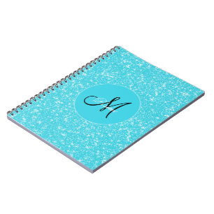 Cuaderno Purpurina Monograma Verde azulado Giro blanco eleg