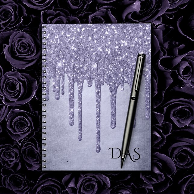 Cuaderno Purpurina morado de goteo | Monograma de hielo de  (Subido por el creador)