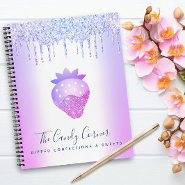 Cuaderno Purpurina morado gotea dulces de confitería de fre