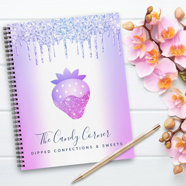 Cuaderno Purpurina morado gotea dulces de confitería de fre (Subido por el creador)