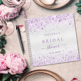 Cuaderno Purpurina morado plateado con ducha de novia