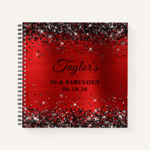 Cuaderno Purpurina negro Relieve metalizado rojo 50 y fabul