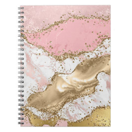 Cuaderno Purpurina Oro de Mármol Blanco Rosa