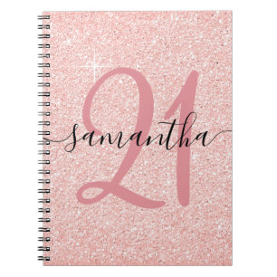 Cuaderno Purpurina Pale Rosa Gold Personalizado 21 Cumpleañ