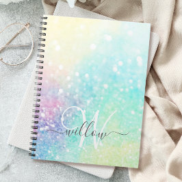 Cuaderno Purpurina Pastel Bokeh Patrón de colores alegres