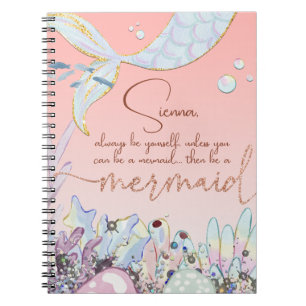 Cuaderno Purpurina Pastel personalizado "Sé una Sirena"