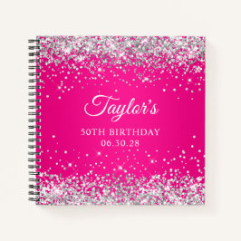 Cuaderno Purpurina Plata Ombre Rosa Caliente Invitado 50 cu