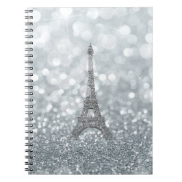 Cuaderno Purpurina plateada brillo París Torre Eiffel Glam