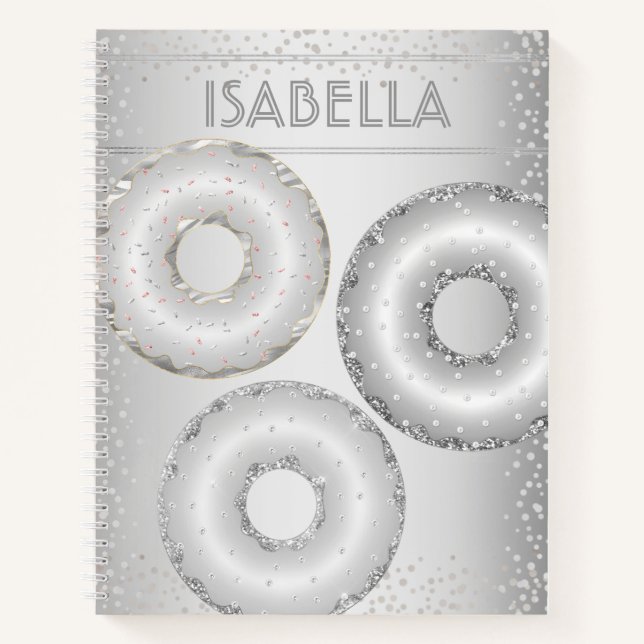 Cuaderno Purpurina plateado dobleces nombre de chica modern (Anverso)