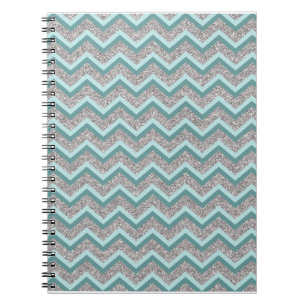 Cuaderno Purpurina plateado y ZigZag Verde azulado