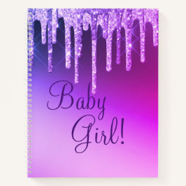 Cuaderno Purpurina púrpura Bling Chica Nombre Esparkle Glam