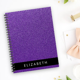 Cuaderno Purpurina púrpura, fondo Purpurina, nombre