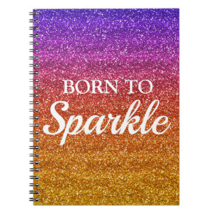 Cuaderno Purpurina Purpura y Naranja Brillante Nacida para 