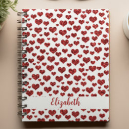 Cuaderno Purpurina rojo corazón Personalizado colorido bril