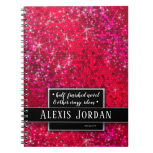 Cuaderno Purpurina rojo esparce glándulo blanco negro monog