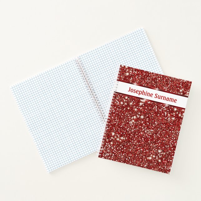 Cuaderno Purpurina Rojo Falso Aspecto De Textura Con Texto  (Interior)