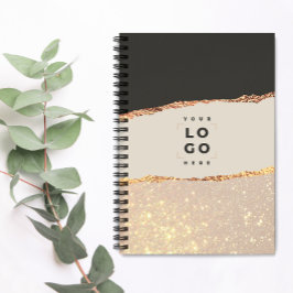 Cuaderno purpurina Rosa de oro negro elegante logo de presu