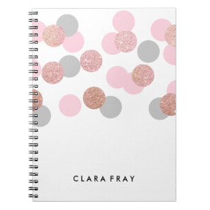 Cuaderno purpurina rosa elegante de oro rosa pastel