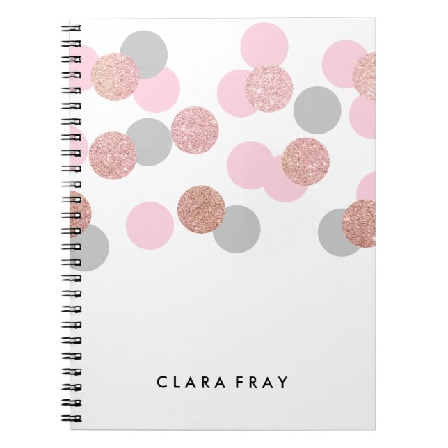Cuaderno purpurina rosa elegante de oro rosa pastel (Frente)
