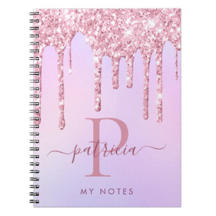 Cuaderno Purpurina rosa Glam Perfora Elegante portátil mono
