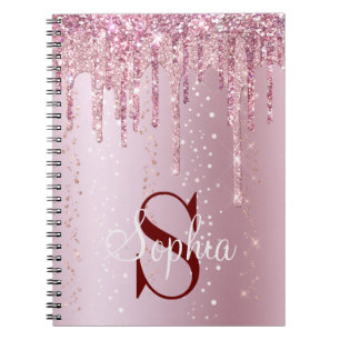 Cuaderno Purpurina Rosa Monograma Oro Rasca