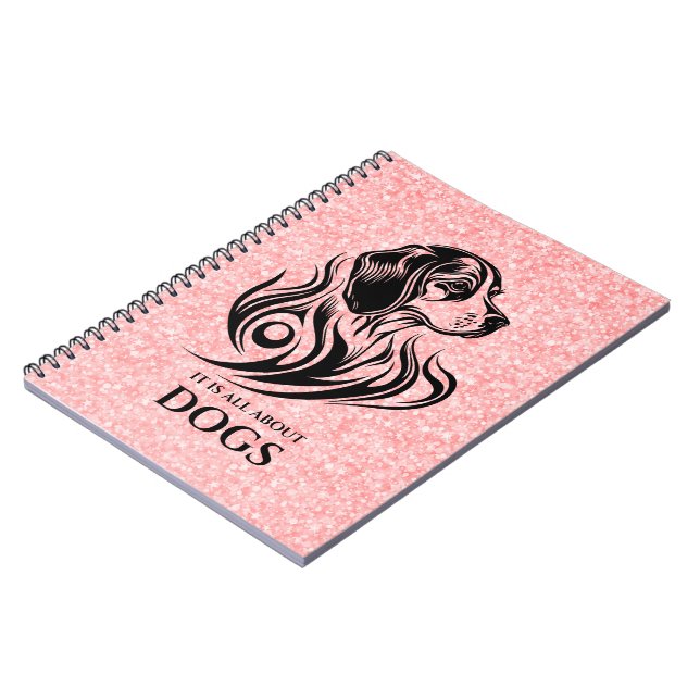 Cuaderno Purpurina rosa Ornamental Beagle Head Ilustracion (Lado Izquierdo)