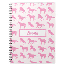 Cuaderno Purpurina Rosa Patrón de Caballo Niña Pequeña Nomb