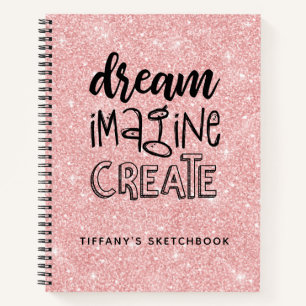 Cuaderno Purpurina rosa personalizado - elegante