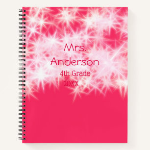 Cuaderno Purpurina rosa rojo chisporroteando De vuelta al m