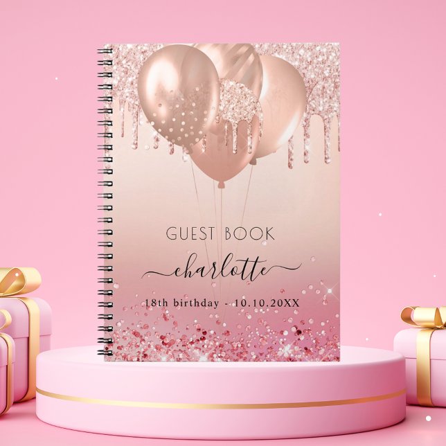 Cuaderno Purpurina rosa rosa de oro del libro de invitados (Subido por el creador)