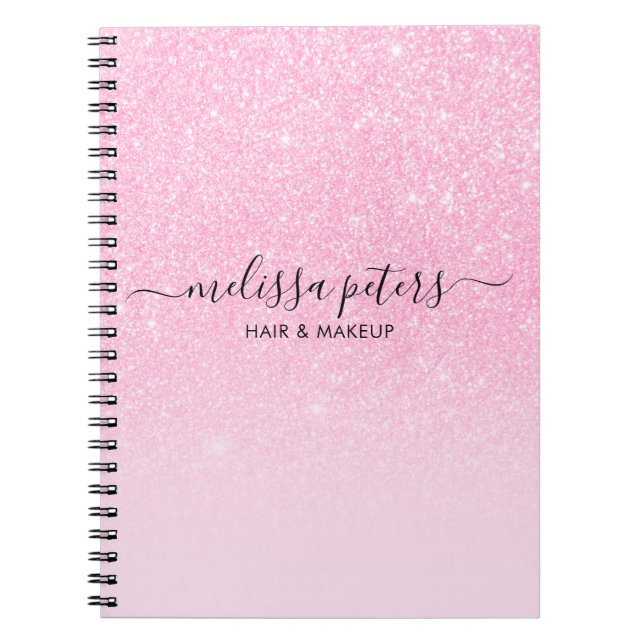 Cuaderno Purpurina rosa Sparkle Business moderno (Frente)