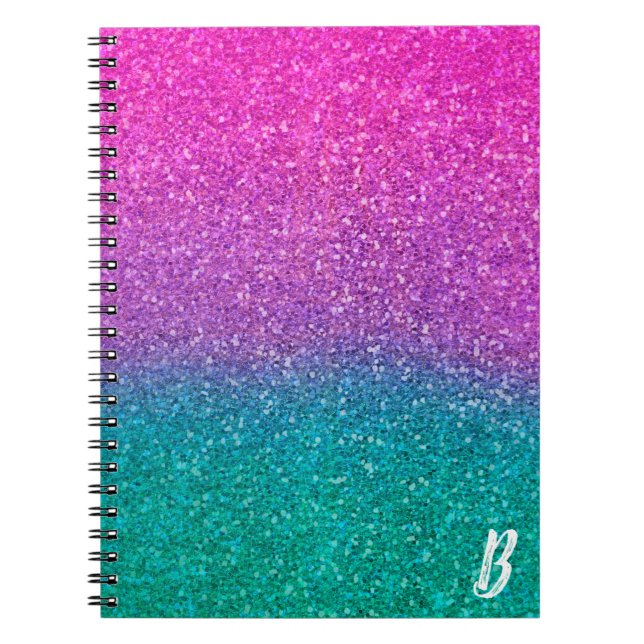 Cuaderno Purpurina rosa Verde azulado Aqua Blue & Purple Sp (Frente)