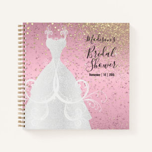 Cuaderno Purpurina rosa y dorado - ducha de novia