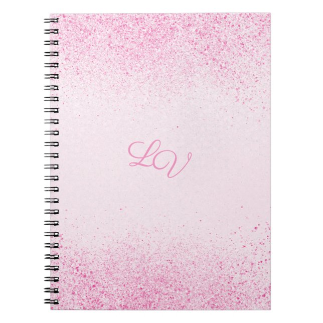 Cuaderno Purpurina rosado brillante en espiral de polvo fot (Frente)