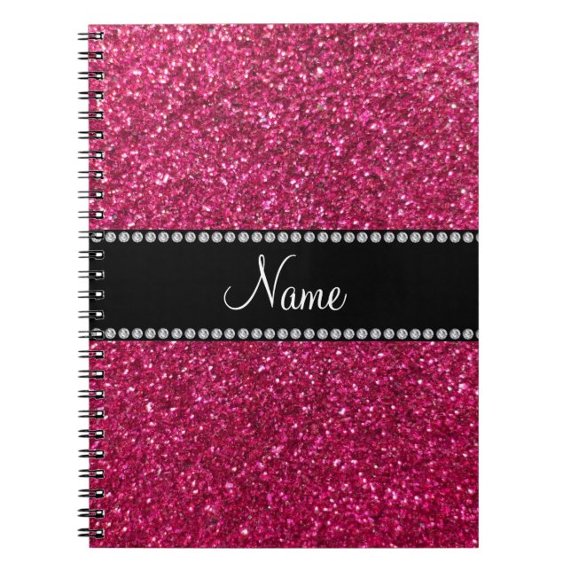 Cuaderno Purpurina rosado conocido personalizado (Frente)