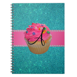 Cuaderno Purpurina rosado de la turquesa de la magdalena
