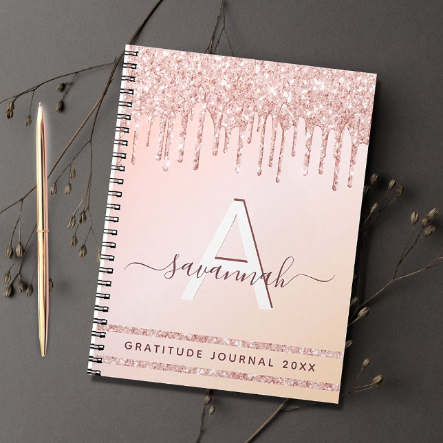 Cuaderno Purpurina rosado de oro rosa de monograma diario d (Subido por el creador)